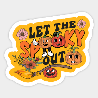 Groovy,Let Spooky-Retro Halloween,Vintage Design Sticker